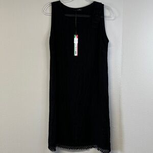 NWT Charlie B Black Linen Sleeveless Sheath Dress Size M